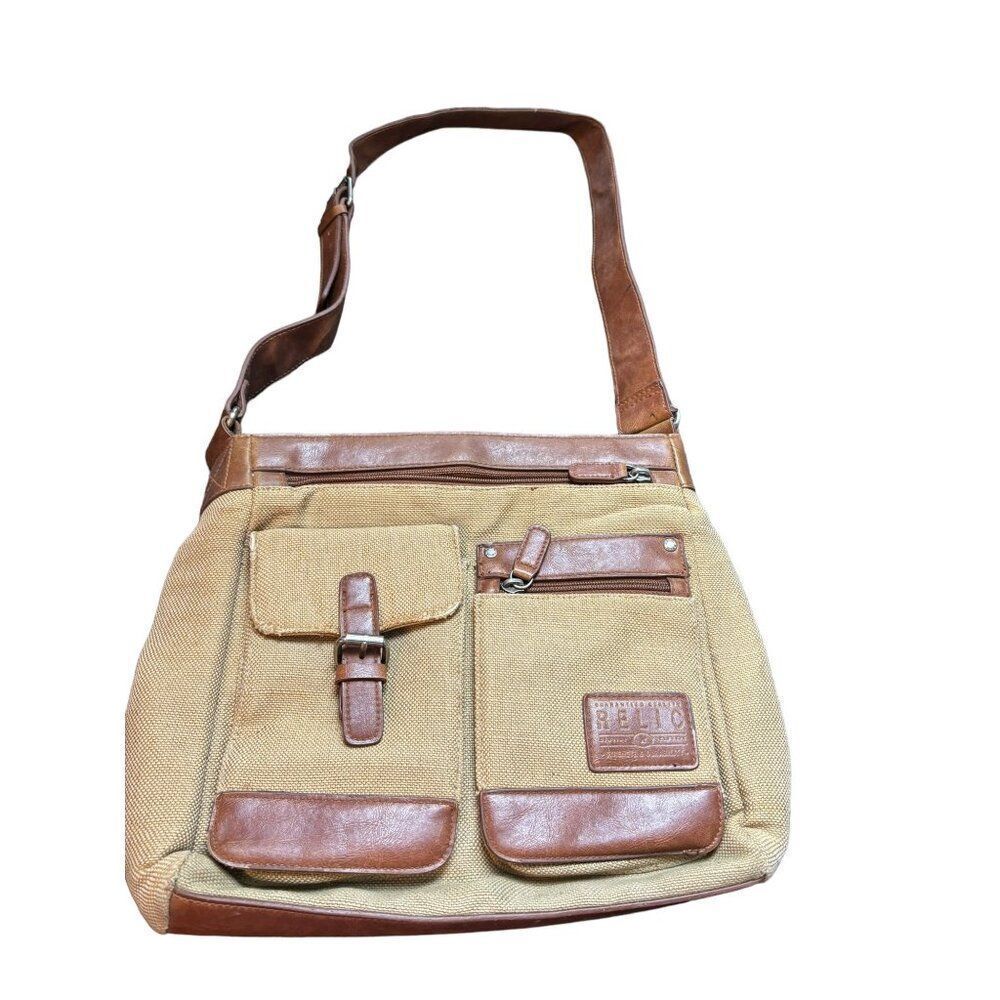 Relic Brand Canvas & Faux Leather Crossbody Bag With Multiple Pockets